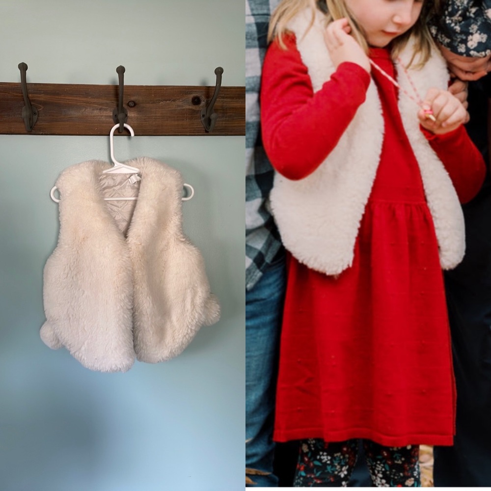 Ephex little girls soft fuzzy vest, size 130 (5T)